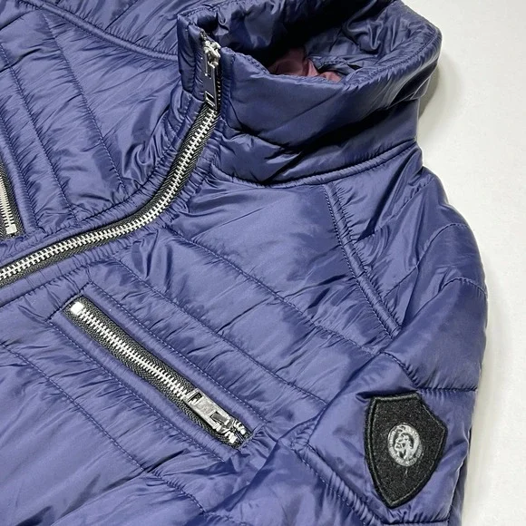 Y2K Diesel W-Izumo down‎ Quilted Biker Style jacket Blue Men's Size Small Sz S